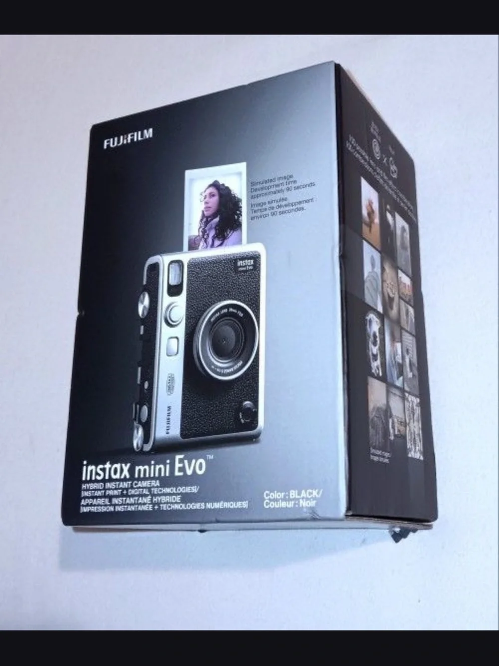 Fujifilm Instax Mini Evo Retro Black and Silver Instant Camera with Strap